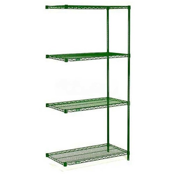 Nexel 5 Tier Wire Shelving Add-On Unit, 60W x 21D x 86H, Green Epoxy Finish A21608G5